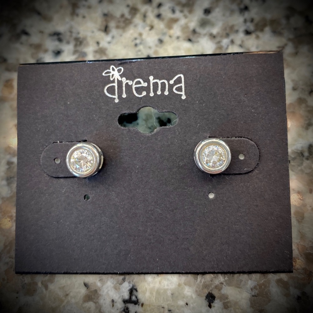 Bezel set CZ earrings.